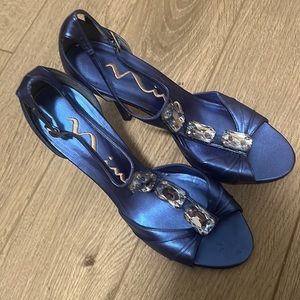 Nina blue satin heels
